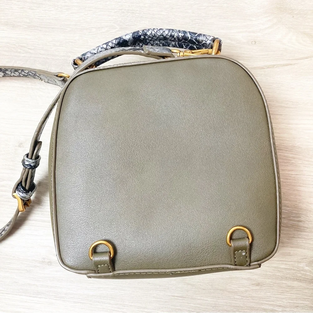 Mika Mini Backpack green faux leather crossbody